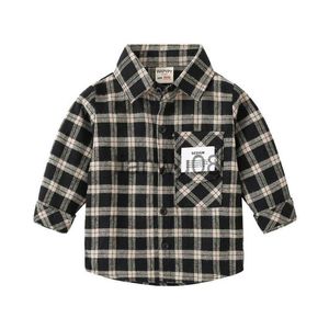 Kids Shirts Plaid Lente Herfst Jongens Shirts Britse Stijl Peuter Tops Tshirt Baby Tees Kinderen Katoen Kinderkleding x0728