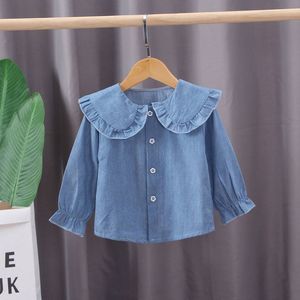 Enfants Chemises Printemps Automne 2 3 4 5 6 8 10 Ans Enfants Vêtements Turn Down Neck À Manches Longues Denim Blouse Chemise Pour Bébé Filles 230731