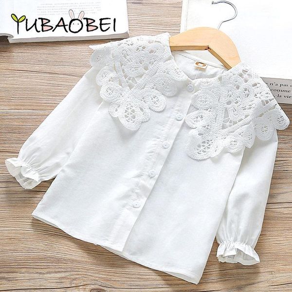Chemises pour enfants Printemps Automne Filles Chemise blanche Mode coréenne All-Match T-shirt à manches longues pour enfants Coton Dentelle Top Vêtements 230830