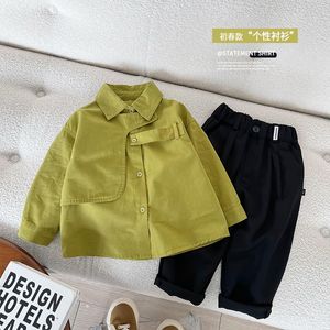 Kinderen shirts lente kinderkleding kinderen Koreanstyle katoenen shirt jongens coole slimme lente en herfst shirt dun 230331