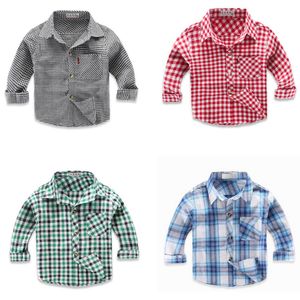 Kinderoverhemden lente lente lange mouw boy's shirts casual turn down kraag camisa masculina blouses voor kinderen kinderkleding babyjongen plaid shirt 230222