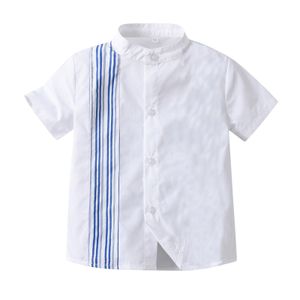 Kids shirts zomerjongens korte mouw streep afslaan kraag voor wit shirt met schoolknop 230524