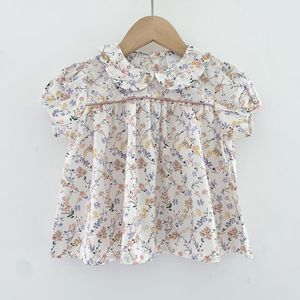 Kinderen shirts zomer Koreaanse stijl babymeisjes schattige blouses bloem print korte mouw top peuter shirt 230403
