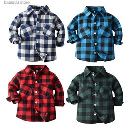 Kindershirts Tim Doger Baby Shirt Multi Color Classic Plaid Top met lange mouwen voor jongens en meisjes Herfstjas T230720