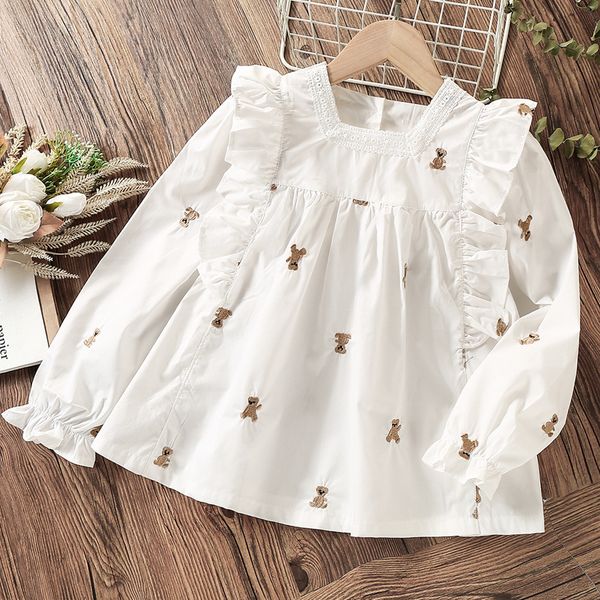 Enfants Chemises Toddle Enfants Chemises À Volants pour Filles Blouses En Mousseline De Soie Printemps Automne Manches Longues Bébé Enfants Vêtements pour Adolescents 2 4 6 8 Ans 230317