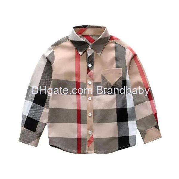 Chemises pour enfants Enfant Garçon Chemise Vêtements Automne À Manches Longues Plaid T Revers Mode Coton Classique Tops Garçons Shir Drop Livraison Bébé Matern Dhdfv