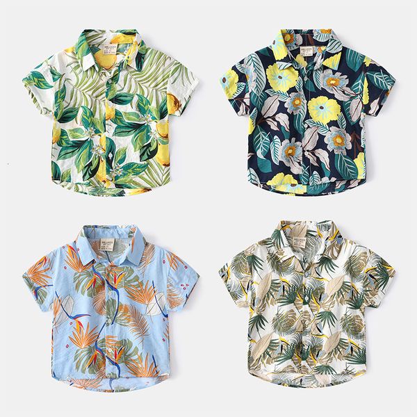 Chemises pour enfants Tropical Vacation Boy Toddler Baby Cotton Beach Floral Flower Shirt Hawaiian Short Sleeve Summer enfants garçons vêtements 230519