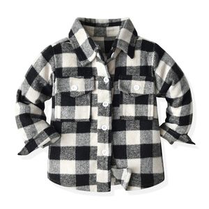 Kinderen shirts uniex geboren babyjongens meisjes warme flanel shirts single breasted shirts blouse peuter winter windcoat tops peuter baby stolsel 230317