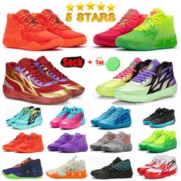 Chaussure pour enfants Lamelo Ball Mb.01 2.0 Chaussures de basket-ball pour hommes Rick et Morty Mb01 Queen City Noir Sunset Glow Red Blast Blanc Vert Rare Gutter Melo 28