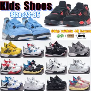 Jumpman 4s 4 Kids shoes toddlers boys basketball sneakers designer youth red thunder cool grey bred University Blue white oreo Military Black yellow trainers