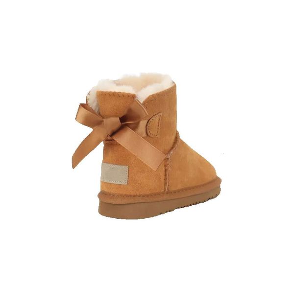 Zapatos para niños Australia Botas cálidas Mini con arcos Mentira Toldders Zapatillas de deporte para niños Zapatillas de deporte de cuero Zapato de invierno juvenil Bowknot GG de alta calidad