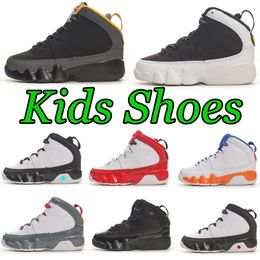 Jumpman 9 chaussures de basket-ball pour enfants 9s baskets pour tout-petits feu rouge université bleu or foncé charbon filles garçons formateurs