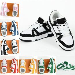 Zapatos para niños para niños casuales entrenadores de niñas niños virgil jóvenes deportes de zapatillas de cuero para niña de cuero de niño amarillo blanco rojo azul negro encaje negro al aire libre