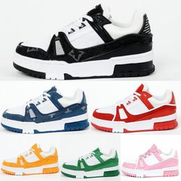 Kinderschoenen Casual jongens Girls Trainers Kinderen Jeugd Sport Virgil Sneakers Kid Leather Leer Luxe schoen Geel wit rood blauw veter veter omhoog Sneakers U3I8#