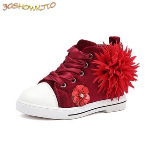 Sapatos infantis tênis casuais para meninas médias e grandes de 3 a 10 anos floral de cano alto tênis de skate para desempenho princesa flor LJ201202
