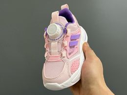 Chaussures pour enfants Chaussures de course pour enfants Boutons rotatifs Baskets Velcro Repose-pieds avec sangles élastiques Baskets de verrouillage Chaussures décontractées Garçons Filles Jeunes Hotshoesapp