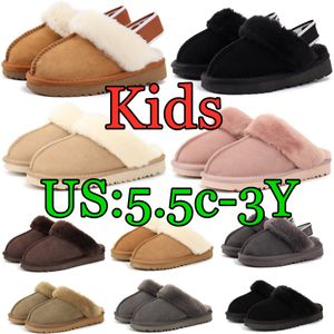 bébé Australie Funkette Slipper enfants Fluff Yeah Slide chaussures tongs pantoufles garçons filles en peau de mouton en daim enfants plate-forme Shearling doublée de fourrure Slide