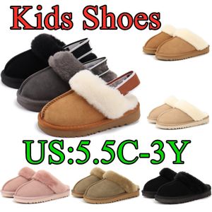 kinderschoenen teenslippers Fluff Yeah Slide baby Australia Funkette Slipper jongens meisjes Schapenvacht Suede kinderen Platform Shearling Bont gevoerde Slide Sandaal