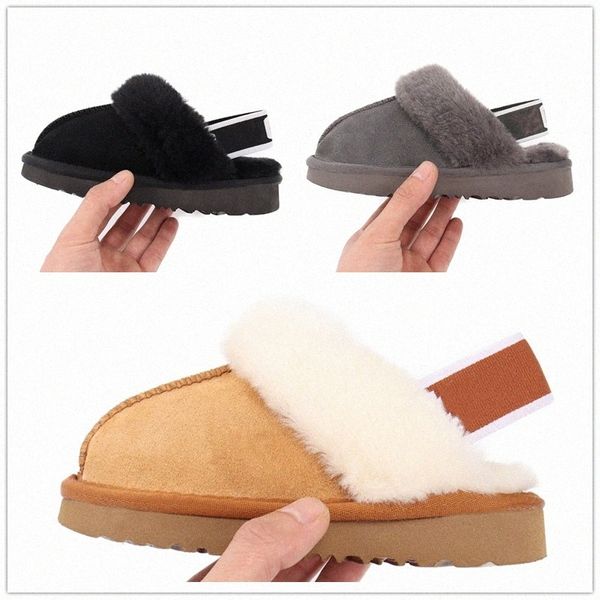 Chaussures pour enfants Fluff Yeah Slide Sandales plates bébé Australie Funkette Pantoufles garçons filles en peau de mouton en daim enfants plate-forme en peau de mouton doublée de fourrure Sanda D3vK #