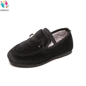 Chaussures pour enfants pour garçons filles velours semelle en caoutchouc plat chaud hiver automne nouvelle arrivée chaussures en plein air enfants noir chaud taille 21-37 210306