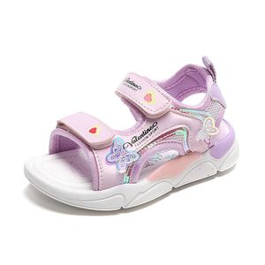 Chaussures pour enfants Filles Sandales 2024 Été Nouvelles chaussures de plage pour enfants à bout ouvert Chaussures de princesse pour filles de dessin animé Sandales de marche pour bébés à semelles souples