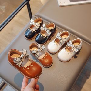 Chaussures pour enfants Chaussures mignons bowknot filles robes chaussures perle princesse chaussures filles mary plats enfants semelle douce mary jane taille 23-34