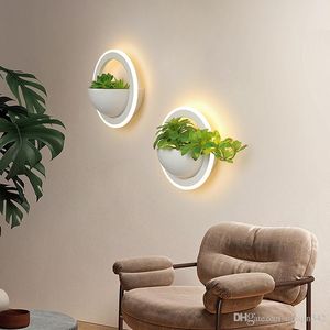 EMS 20 cm moderne LED -lampen wandlampen voor slaapkamer woonkamer bed wit kleur wandlamp fixtuers sconce met plant