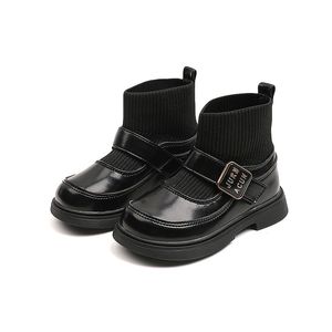 kids shoes Bottes Martin pour enfants, chaussettes et bottes d'automne et d'hiver, bottes courtes en cuir pour filles, chaussures de princesse pour bébé, cadeau de noël, taille 26-37, nouvelle collection 2023