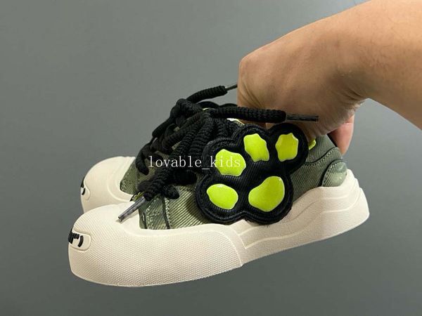 Zapatos para niños Zapatillas de deporte para niños Zapatos de diseñador Sonrisa linda Estampado de pata de gato Niños Niños Niñas Entrenadores Deportes juveniles Zapatos deportivos Negro Verde Amarillo con caja