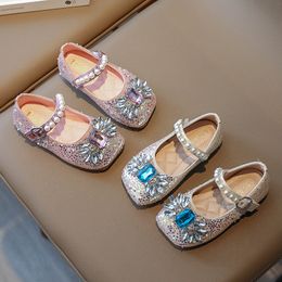 Zapatos para niños con diamantes de imitación, zapatos planos de princesa para niñas, baile suave, zapatos individuales para bebés, primavera y otoño 21-35