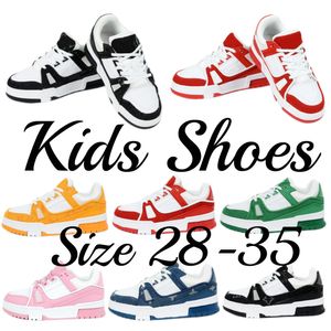 Zapatos para niños Running Boys Girls Trainer Sneakers Luxury Sport Shoes Virgil Children Youth Walking Casual Trainers Leather Abloh Basketball Sneaker Platform Black