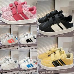 chaussures pour enfants shell toe designer enfant en bas âge chaussure baskets décontractées enfants noir blanc formateurs filles bébé enfant jeunesse nourrissons crochet boucle chaussures de sport en plein air x1Cq #