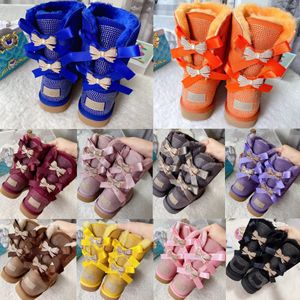 Botas para niños, zapatos para niños pequeños, botas de nieve australianas, uggi, niñas clásicas con lazos, zapatos con lazo, zapatos de invierno para bebés y niños, calzado