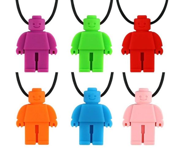 Pendentif à mâcher en Silicone pour enfants, pour garçons et filles, Figurine à croquer, jouet, anneau de dentition, Robot, collier à mâcher pour enfants Baby5630521