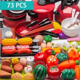 Accessoires de jouets de cuisine pour enfants, Simulation de jeu avec ustensiles de cuisine, Pot à vapeur, couverts, aliments coupés, 240131