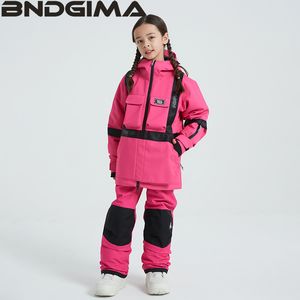 Bib de veste de ski pour enfants, costume de snowboard pour garçons, vêtements d'hiver pour filles, vent, étanche, poche thermique, sport extérieur