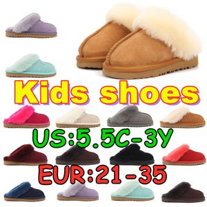 Kids slippers Australië Slide platte sandalen laarzen schoenen baby funkette slipper jongens meisjes schapenvacht suede kinderen platform shearling bont bekleed