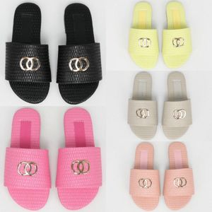 Kids slippers peuter meisjes sliders luxe designer sandalen zomer loafer strand flat gouden ketting uitklapen merk kinderen jeugdschoenen zwart roze yel 70g1#