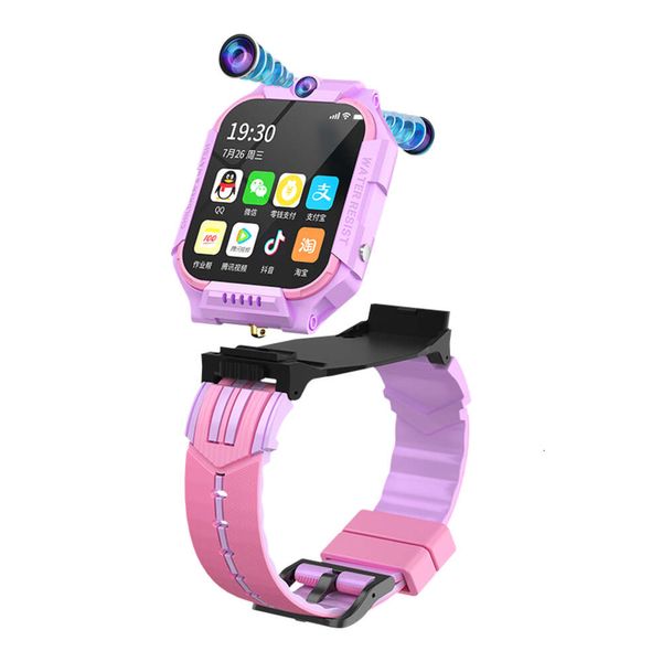 Kids Smart Watch Smartproof Dual Cameras Bluetooth Music WhatsApp Video Call SOS Call Android GPS Smartwatch avec cadeau de carte SIM