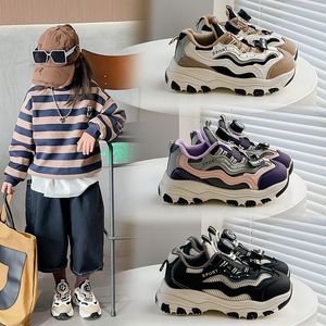 Zapatillas para niños zapatos para niños pequeños casuales jóvenes deportes de carreras zapatos para niñas niñas atléticas para niños al aire libre zapato negro de color púrpura 26-37