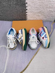 Kinderen sneakers kleur splicing ontwerp babyschoenen maat 26-35 doosbescherming meisjes casual board schoenen jongens schoenen 24 april