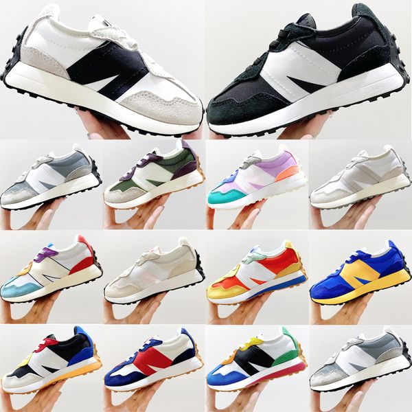 Zapatillas de deporte para niños 327s Diseñador de cuero Clásicos transpirables Lavado ligero Denim Negro Violeta oscuro Verano Jade Niños Niñas Zapatillas de deporte al aire libre Tamaño 26-35