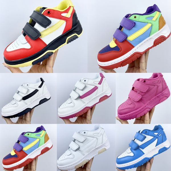 Zapatillas de deporte para niños Diseñador bajo Fuera de Oficina Zapatos para niños Niños Chicas Tops Entrenadores Niños Zapato juvenil Negro Blanco Azul Rojo Rosa OW Vintage Sneaker Tamaño U5nl #