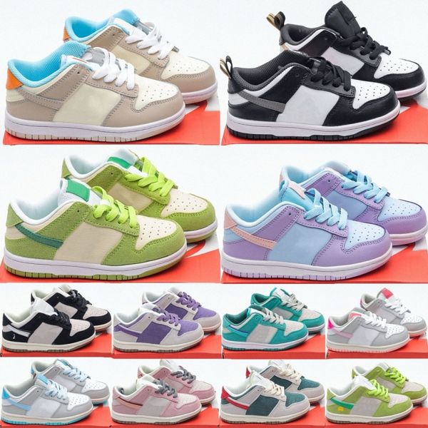 Sneakers pour enfants Low Running Designer Chaussures pour tout-petits Boys Trainers Children Child Youth Sport Chaussure Blanc Blanc Rose Purple Vert Apple Blue Grey Taille P2yg #