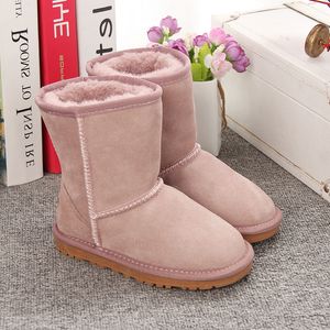 Kids Snow Boots Boys and Girls Australia Style Kid Baby Snow Boot Shoes Waterproof Children Winter Cow Leather Boots Red Size21-35