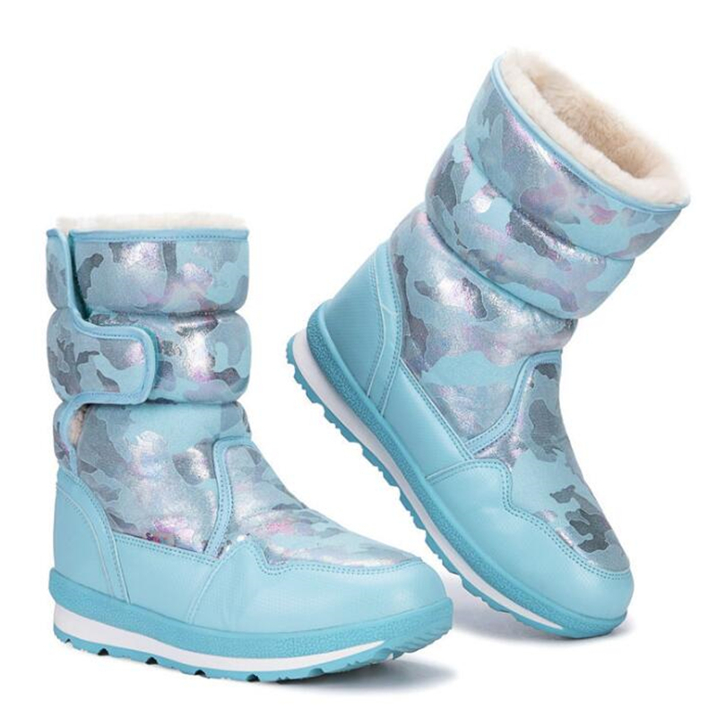 Kids Snow Boots Plush Warm baby peuter laarzen meisjes schoenen warm bont waterdichte antiskid jongens enkel laarzen kind winterschoenen