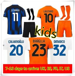 Kinderen Voetbalshirts Inters 23 24 LAUTARO THURAM BARELLA bambini Maillot de Voetbalshirt Kind uniform