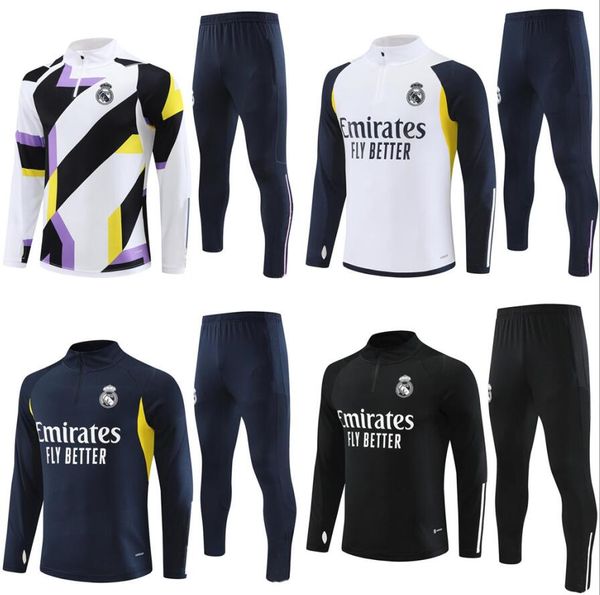 Ensembles de survêtements de football pour enfants Ensemble de survêtement Real Madrid 22 23 24 Kit de football pour hommes et enfants Chandal Futbol Survetement Madrid Training Suit Veste de football