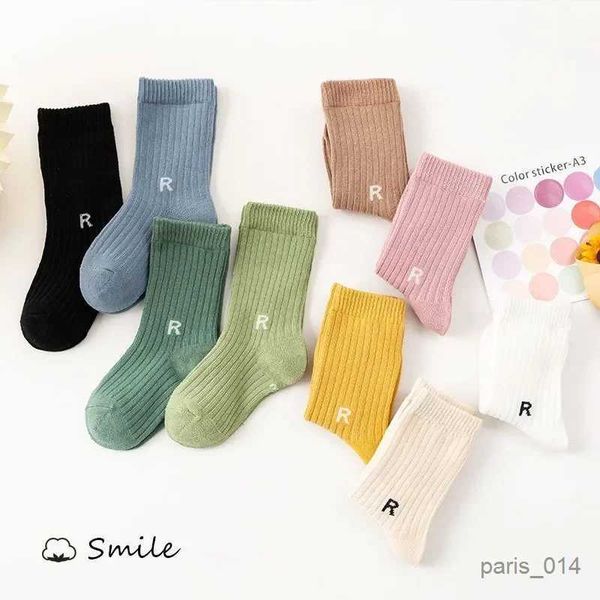 Chaussettes pour enfants 1 paire chaussette bébé coréen simplicité lettre de couleur solide