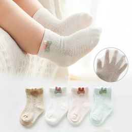 Kinder sokken 1 paren 0 tot 3 jaar lente zomer dunne mesh sokken voor meisjes jongens schattige dieren kinderen dunne sok baby pasgeboren korte sokken d240528